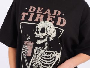 220GSM Oversize T-Shirt in Dead Tired Print