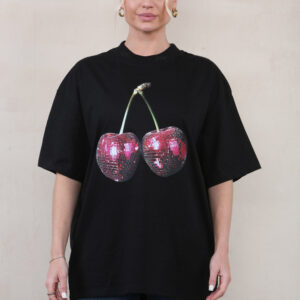 220GSM Oversize T-Shirt In Disco Cherry Print