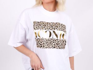 220GSM Oversize T-Shirt In Iconic Leopard Print