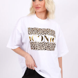 220GSM Oversize T-Shirt In Iconic Leopard Print