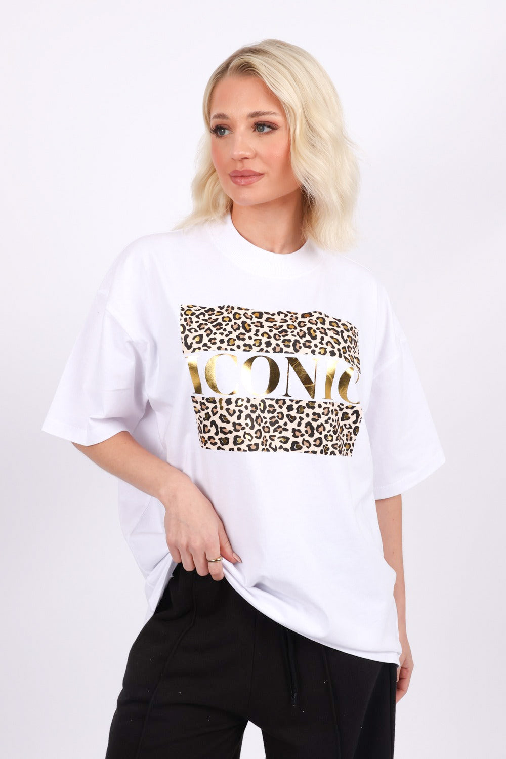 220GSM Oversize T-Shirt In Iconic Leopard Print