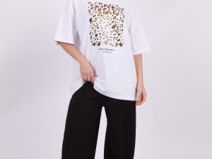 220GSM Oversize T-Shirt Leopard Foil Print