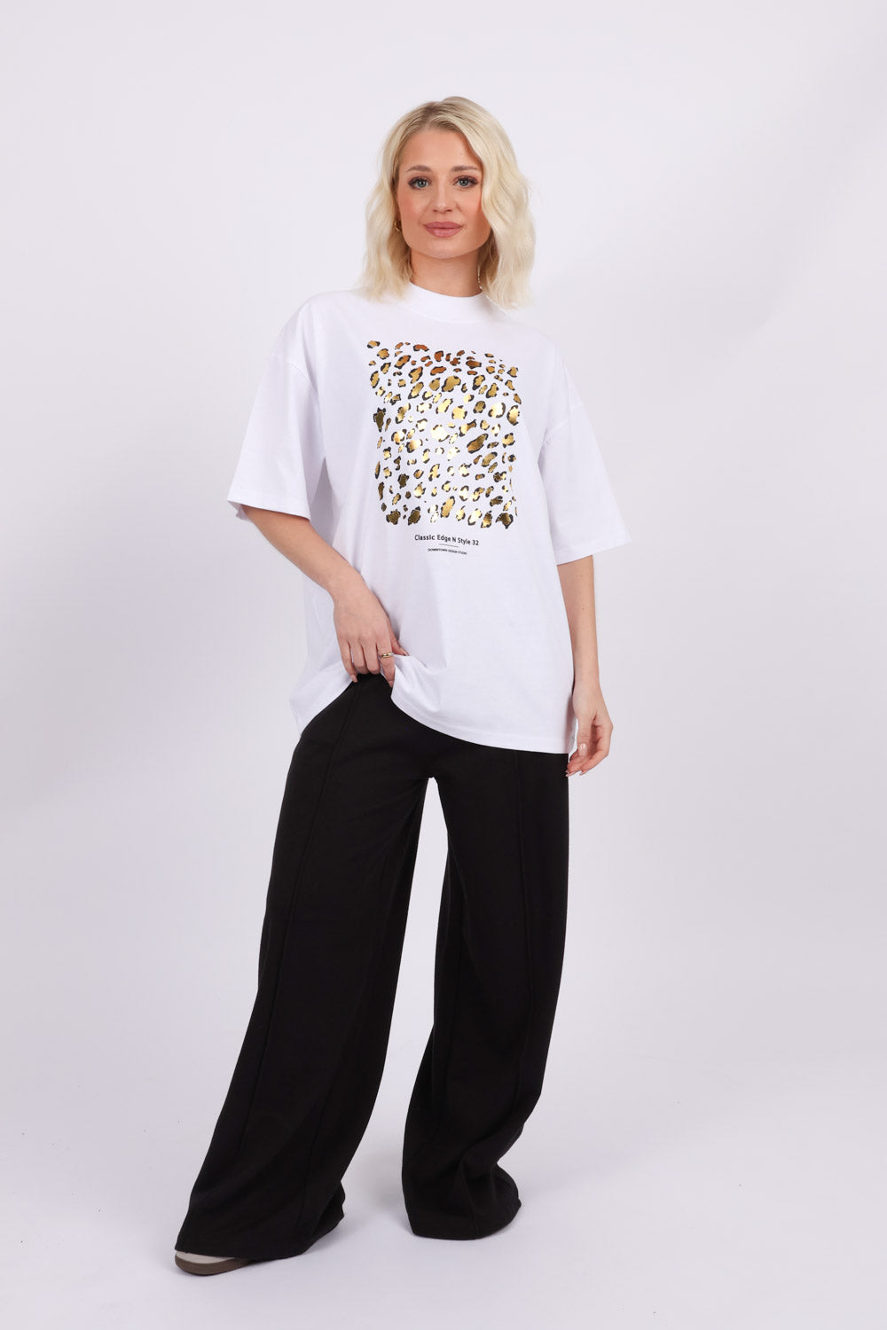 220GSM Oversize T-Shirt Leopard Foil Print