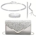 OUAYEMEL Women Glitter Envelope Clutch Bag Sequins - winsomeplace.co.uk