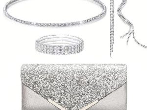 OUAYEMEL Women Glitter Envelope Clutch Bag Sequins - winsomeplace.co.uk