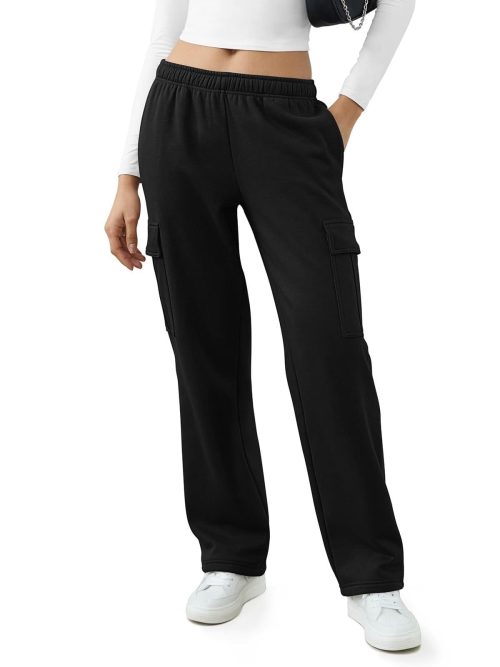 REORIA Women's Trendy Fashion Wide Leg CAGO Sweatpants