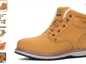 LANGDU Mens Snow Hiking Winter Boots
