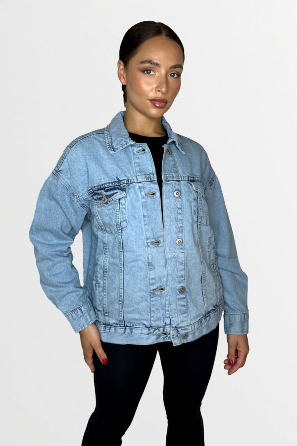 Thick Denim Relaxed Fit Button Jacket - Image 3