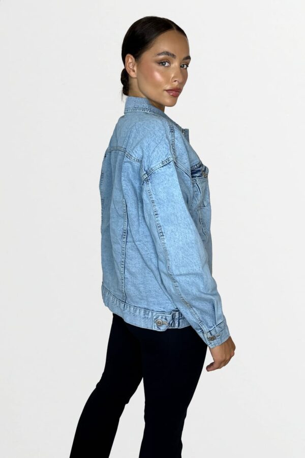 Thick Denim Relaxed Fit Button Jacket - Image 2