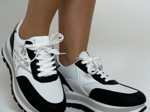 Vegan Leather Glitter Detail Chunky Sole Elegant Sneakers