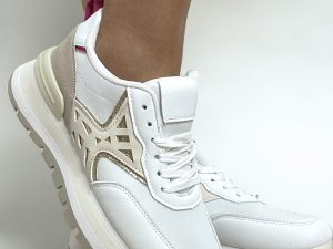 Vegan Leather Glitter Detail Chunky Sole Elegant Sneakers