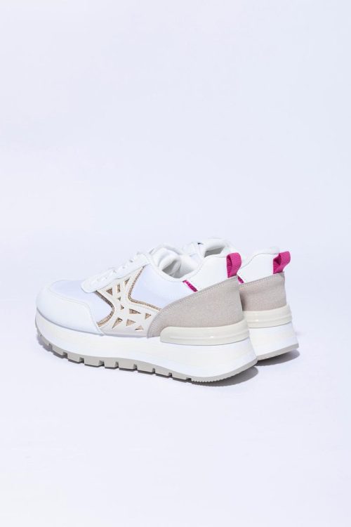 Vegan Leather Glitter Detail Chunky Sole Elegant Sneakers - Image 3