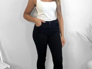 All Black Cotton Blend Denim Jeans