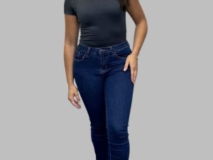 Faded Dark Blue Mid Rise Skinny Jeans