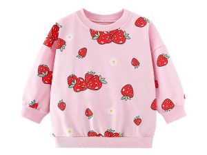 LitBud Strawberry Toddler Crewneck Pullover Sweatshirts for Girls