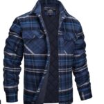 MAGCOMSEN Men's Winter Warm Jackets with Multi Pockets Check Pattern Jackets Down Lined Jackets.