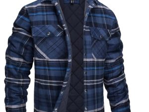 MAGCOMSEN Men's Winter Warm Jackets with Multi Pockets Check Pattern Jackets Down Lined Jackets.