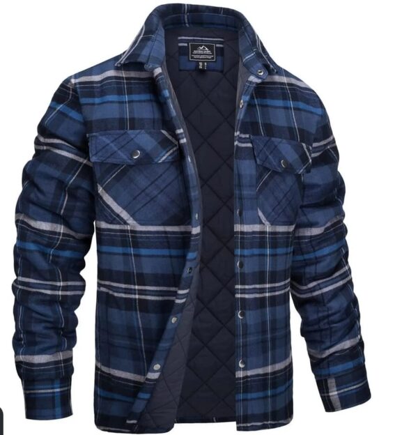 MAGCOMSEN Men's Winter Warm Jackets with Multi Pockets Check Pattern Jackets Down Lined Jackets.