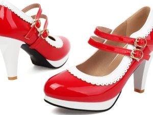 High Heels Bow Platform Round Toe Pumps Leather Summer Sweet Shoe for Women