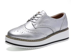 WUIWUIYU Women's Fashion Lace-up Platform Oxfords Brogues