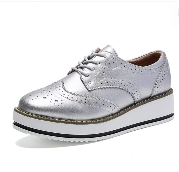 WUIWUIYU Women's Fashion Lace-up Platform Oxfords Brogues