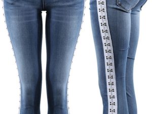 Stone Washed Denim Hook & Eye Trim Ankle Grazers Jeans