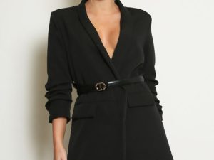 Long Ruched Sleeve Open Blazer
