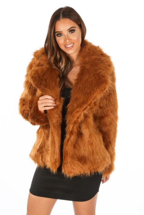 Shaved Faux Fur Coat, Thick Peak Lapels