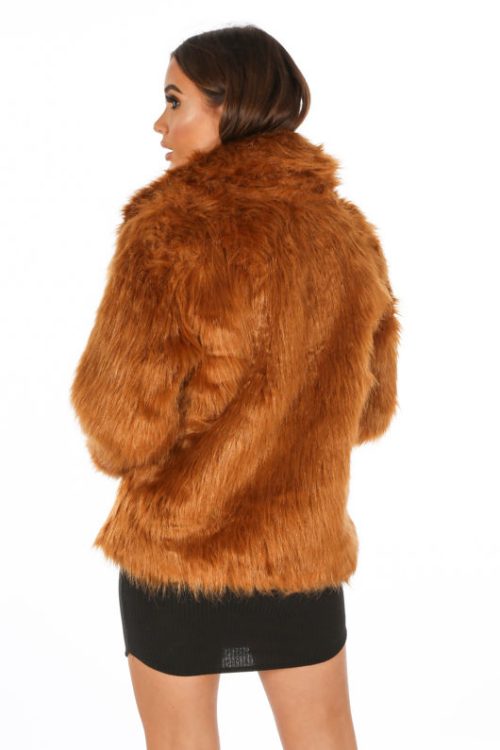 Shaved Faux Fur Coat, Thick Peak Lapels - Image 2