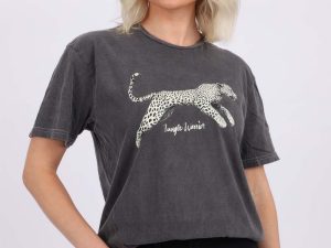 Acid Wash T-Shirt In Leopard Print