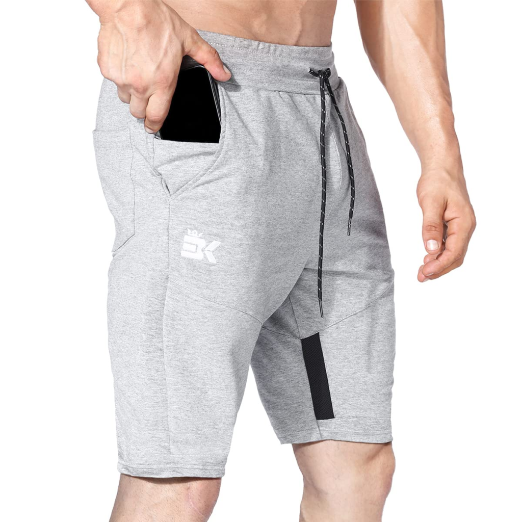 BROKIG Mens Vertex Gym Shorts, Mesh Sports Jogging Shorts Men With Zip Po