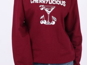 Cherrylicious Sweatshirt In Burgundy (Custom Pack)