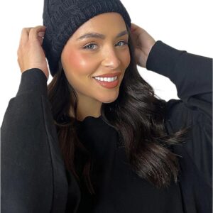 Detachable Faux Fur Pom Pom Knitted Beanie Hat