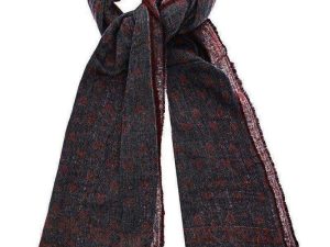 Faded Heart Print Dark Red Scarf
