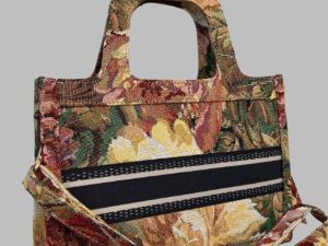 Floral Jacquard Hard Handles Handbag