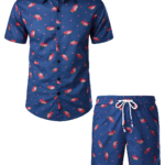 JOGAL Mens Fun Fruit Print Hawaiian Shirts Suits Short Sleeve Casual Butt