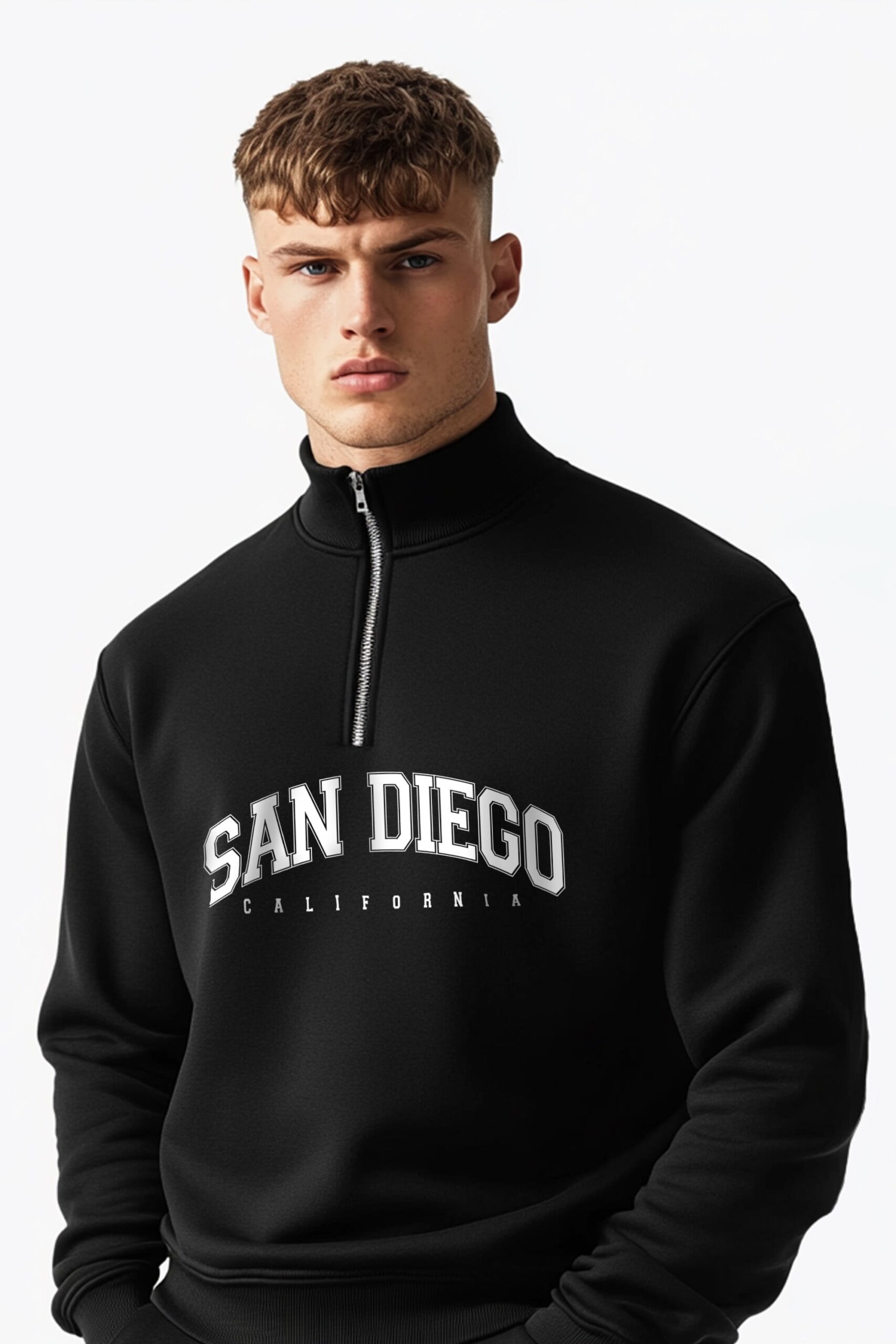 Mens 1/4 Zip Neck San Diego California Printed Sweatshirt (Custom Packs)