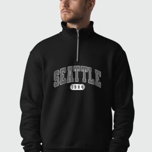 Mens 1/4 Zip Neck Seattle 1994 Printed Sweatshirts (Custom Packs)