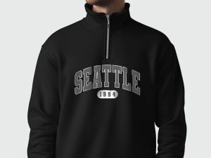 Mens 1/4 Zip Neck Seattle 1994 Printed Sweatshirts (Custom Packs)