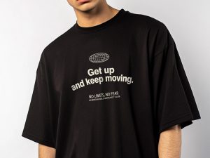 Mens 220 Gsm Oversized Get Up And Keep Moving Printed T-shirt (Custom Packs)