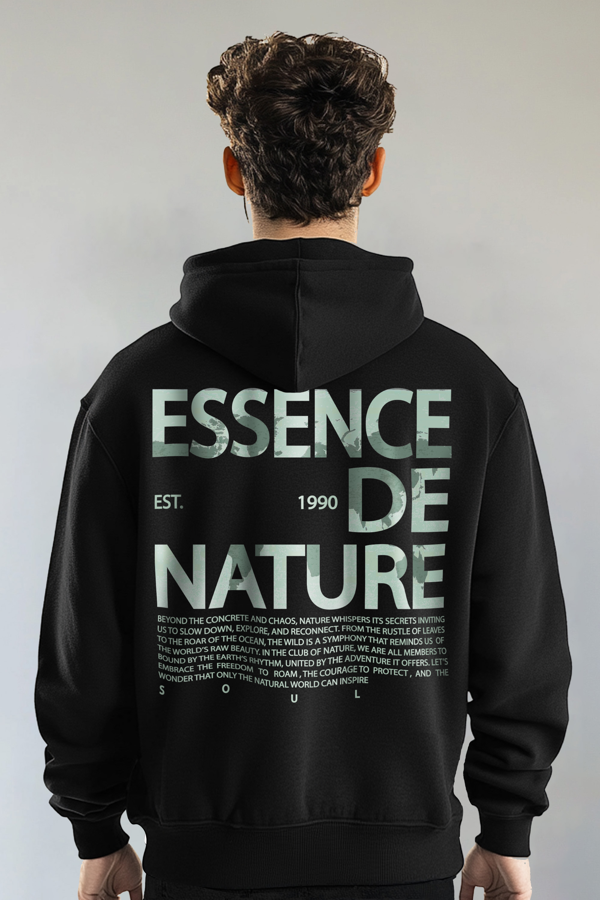 Mens Essence De Nature Printed Oversized Hoodie (Custom Packs)