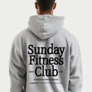 Mens Sunday Fitness Club Printed Oversized Hoodie (Custom Packs)