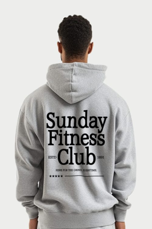 Mens Sunday Fitness Club Printed Oversized Hoodie (Custom Packs)