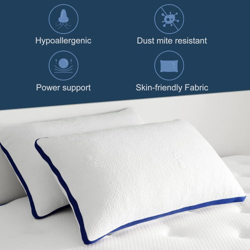 Molblly Shredded Memory Foam Pillow,Sleeping Pillows Pack of 2,Hypoallergenic Bed Pillows for Neck Pain - Image 2