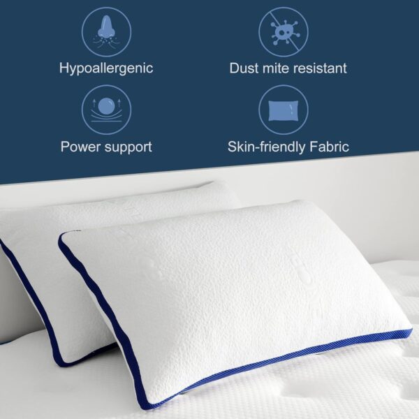 Molblly Shredded Memory Foam Pillow,Sleeping Pillows Pack of 2,Hypoallergenic Bed Pillows for Neck Pain - Image 2