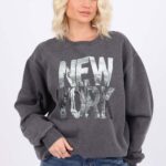 Overdye Sweatshirt In New York Skyline Distressed Print