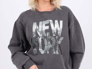 Overdye Sweatshirt In New York Skyline Distressed Print