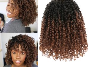 Samtress 8 Packs Pre Looped Yanky Twists Crochet Hair Ombre Brown Passion Twist Braiding Hair 8 Inch Bouncy Spring Twist Hair Short Pre-twisted Mini Curly Twist Crochet Braids...