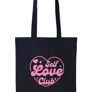 Self love club heart Printed Cotton long handle Canvas Bag (Custom Packs)