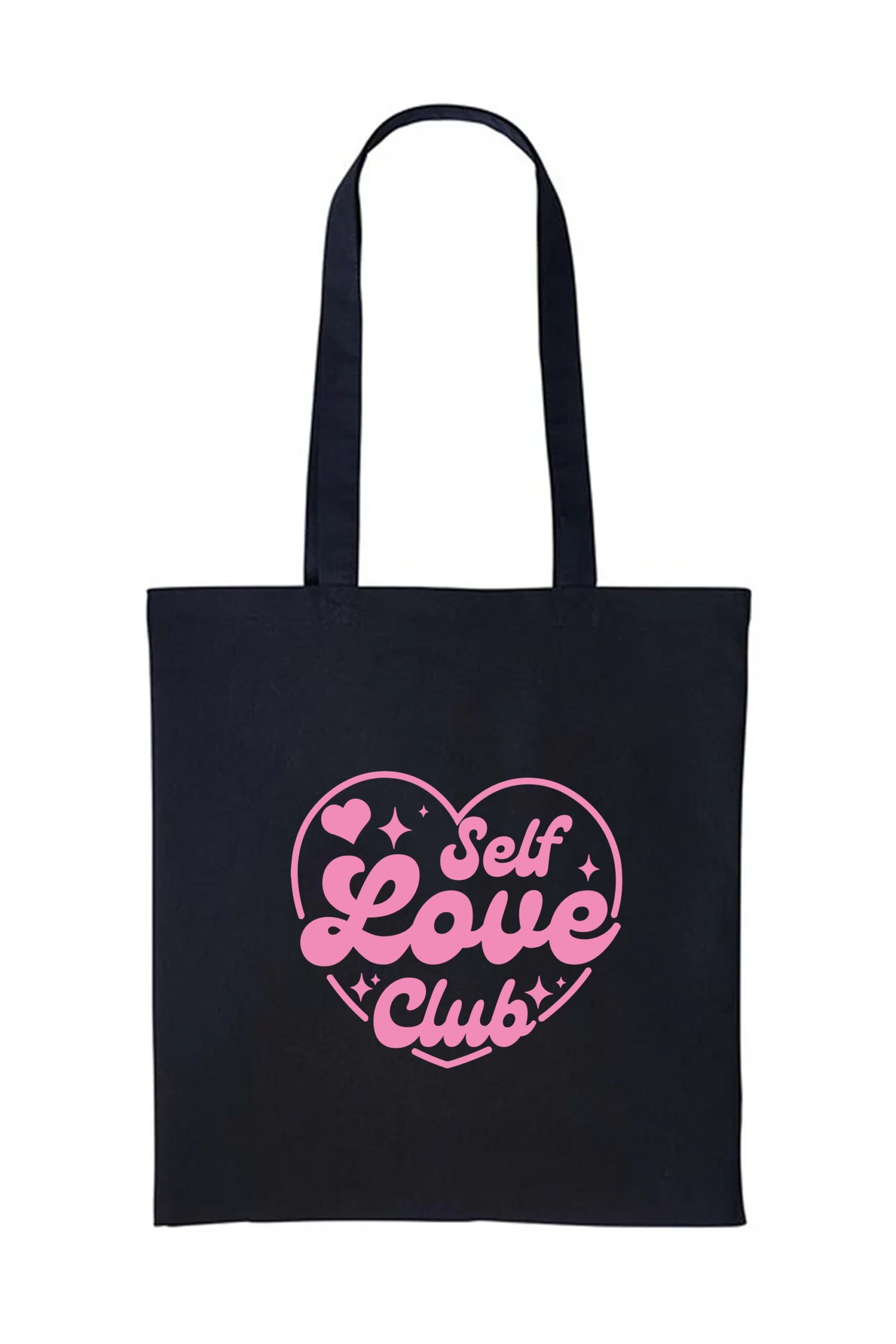 Self love club heart Printed Cotton long handle Canvas Bag (Custom Packs)